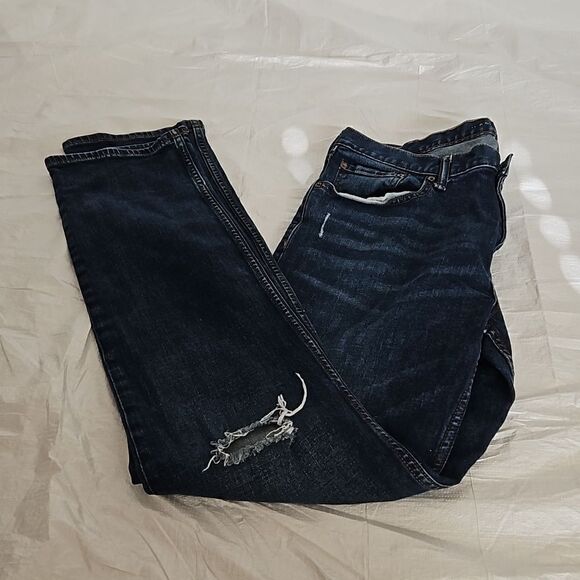 Old Navy Men Distressed Dark Blue Washed Jeans 36×36 - Picture 2 of 16